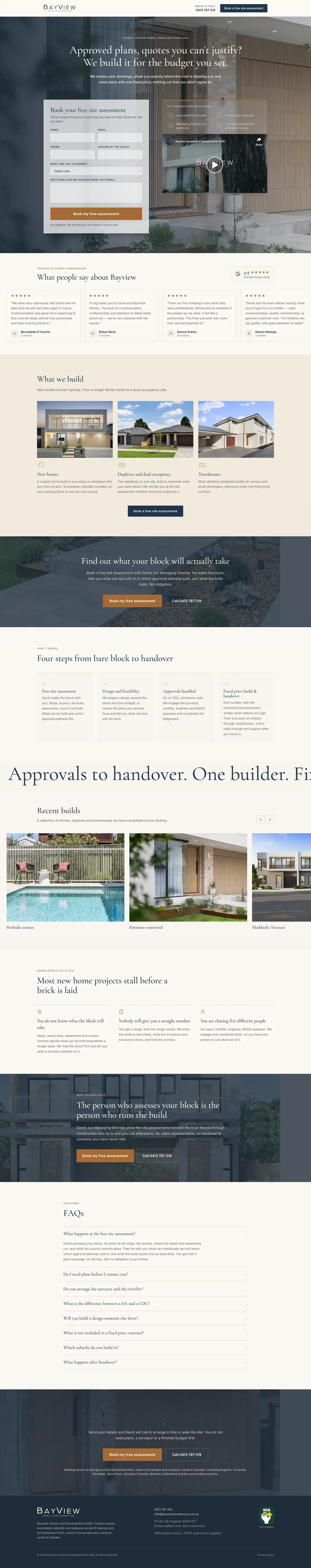 Bayview Homes website, built by AIA