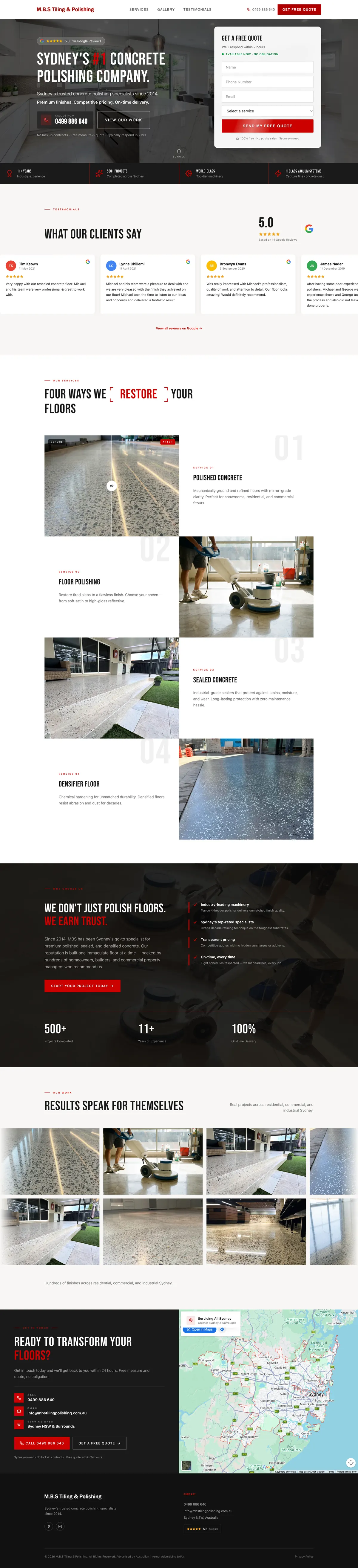 MBS Concrete Polishing website