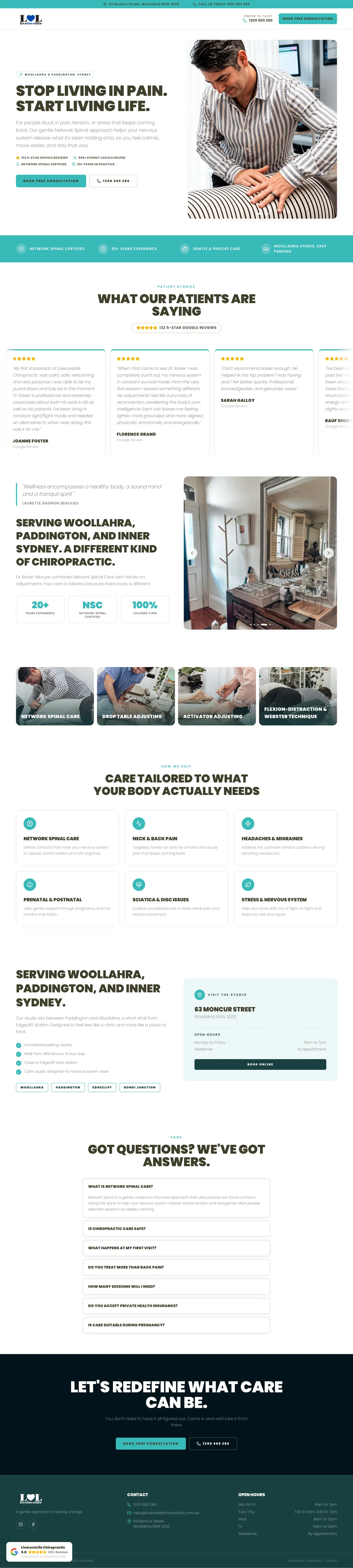 Live Love Life Chiropractic website, built by AIA